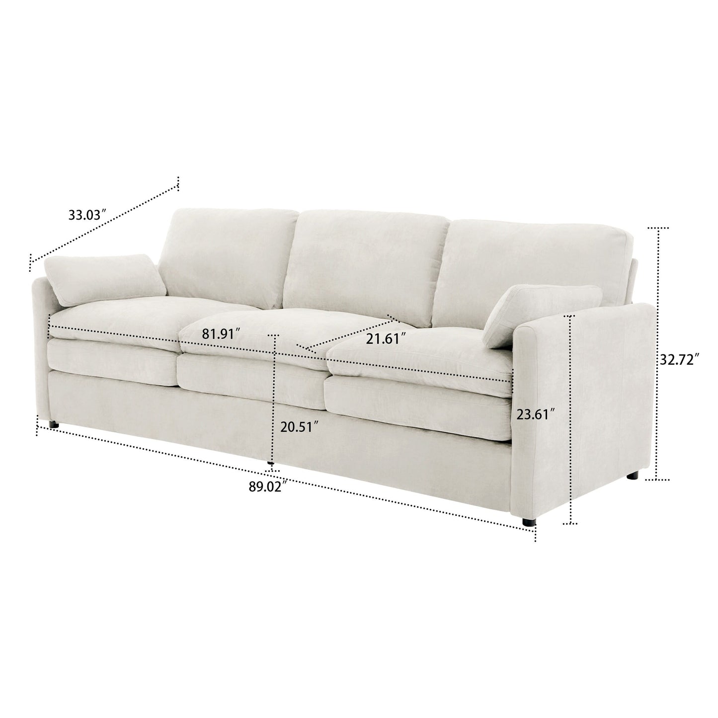 Modern Minimalist Chenille Fabric Upholstered Living Room Sofa