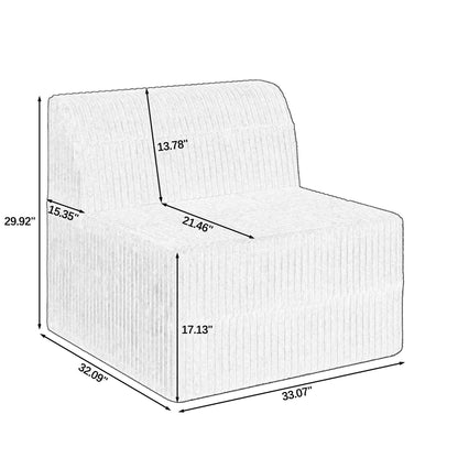 Modern Minimalist Modular Armless Sofa Chair Single Seat Lounge Sleeper Sofa for Living Room Bedroom