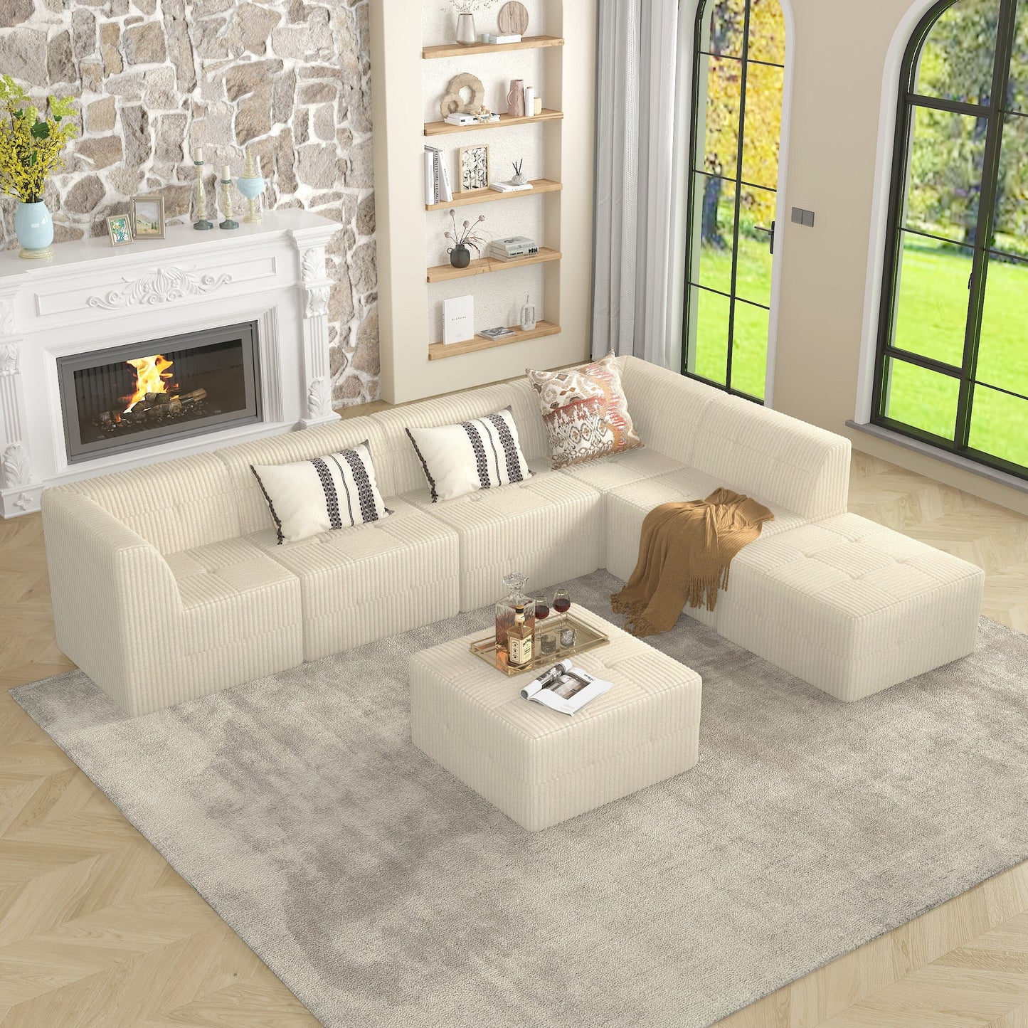 Modern Minimalist Modular Armless Sofa Chair Single Seat Lounge Sleeper Sofa for Living Room Bedroom