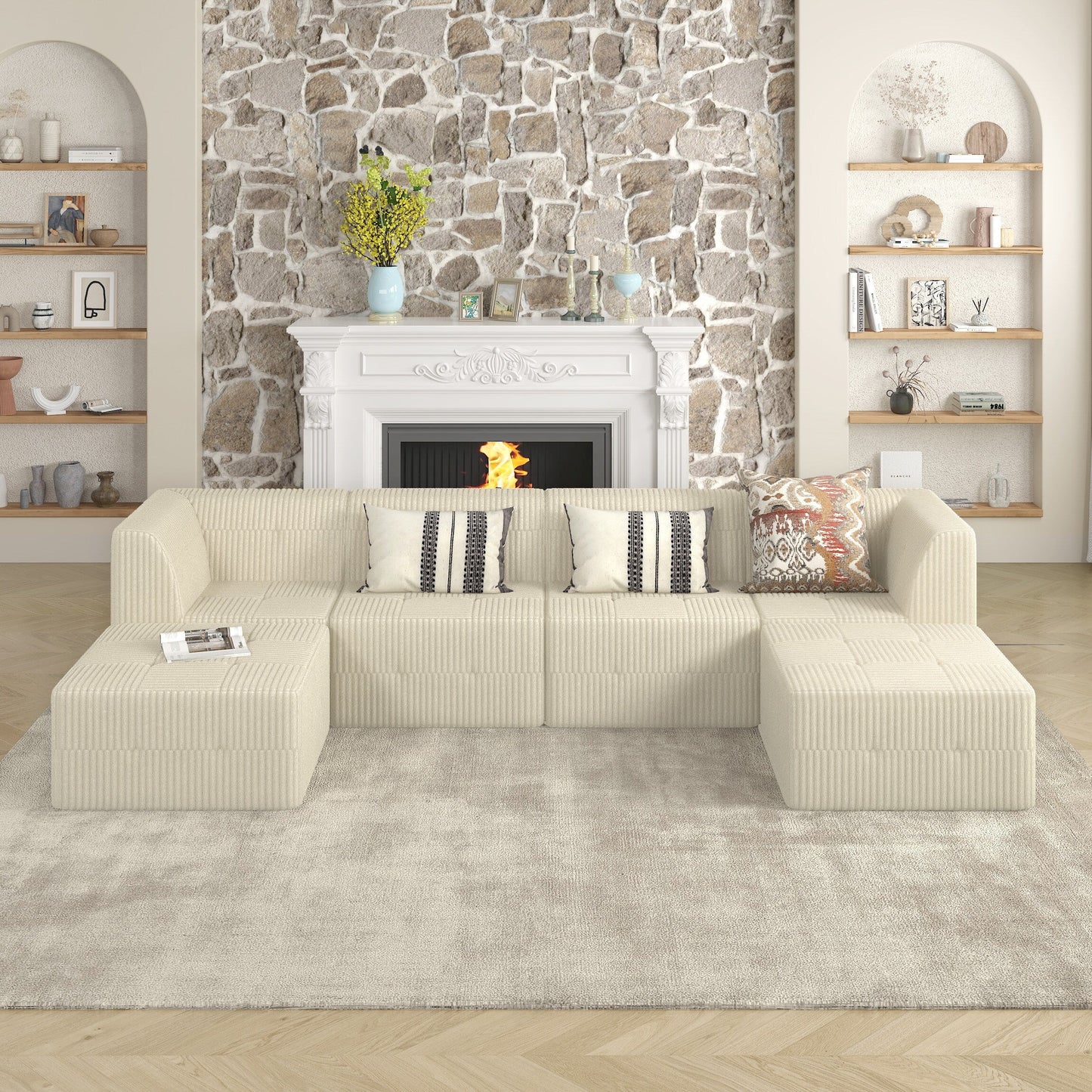 Modern Minimalist Modular Armless Sofa Chair Single Seat Lounge Sleeper Sofa for Living Room Bedroom