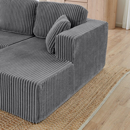 Modern Minimalist U-Shaped Modular Corduroy Sectional Sofa - Compressed, Space-Efficient Sleeper Couch for Living Room & Bedroom