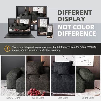 Modern Modular Chenille Sectional Sofa with 2 Chaise Lounge and 2 Armrest, 4 Pillows for Living Room
