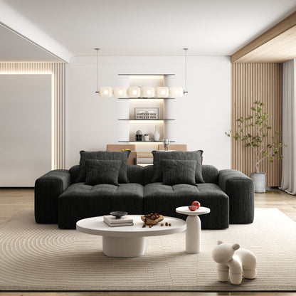 Modern Modular Chenille Sectional Sofa with 2 Chaise Lounge and 2 Armrest, 4 Pillows for Living Room