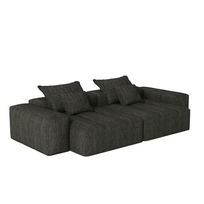 Modern Modular Chenille Sectional Sofa with 2 Chaise Lounge and 2 Armrest, 4 Pillows for Living Room