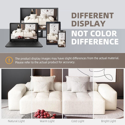 Modern Modular Chenille Sectional Sofa with 2 Chaise Lounge and 2 Armrest, 4 Pillows for Living Room