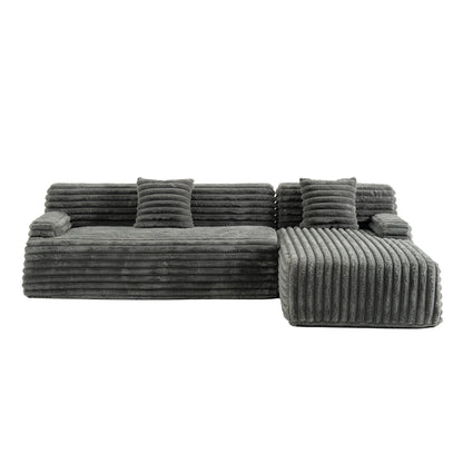 Modern Modular Cloud Sectional Sofa Free-Combined Couch with 2 Throw Pillows for Living Room