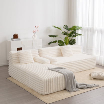 Modern Modular Cloud Sectional Sofa Free-Combined Couch with 2 Throw Pillows for Living Room