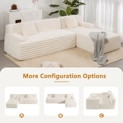 Modern Modular Cloud Sectional Sofa Free-Combined Couch with 2 Throw Pillows for Living Room