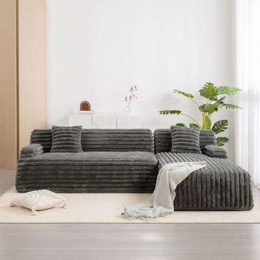 Modern Modular Cloud Sectional Sofa Free-Combined Couch with 2 Throw Pillows for Living Room