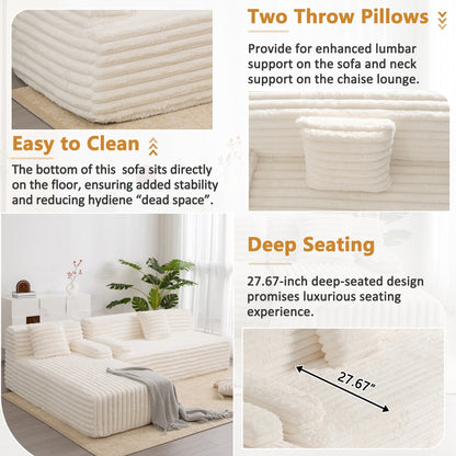 Modern Modular Cloud Sectional Sofa Free-Combined Couch with 2 Throw Pillows for Living Room
