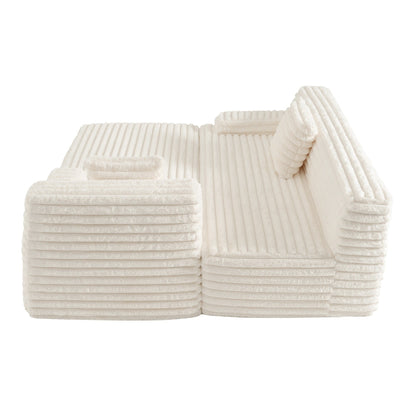 Modern Modular Cloud Sectional Sofa Free-Combined Couch with 2 Throw Pillows for Living Room