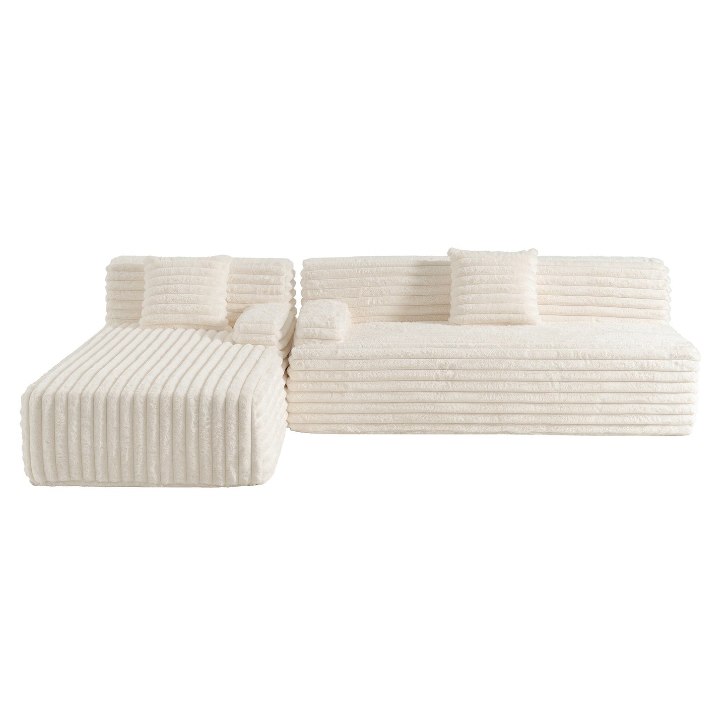 Modern Modular Cloud Sectional Sofa Free-Combined Couch with 2 Throw Pillows for Living Room