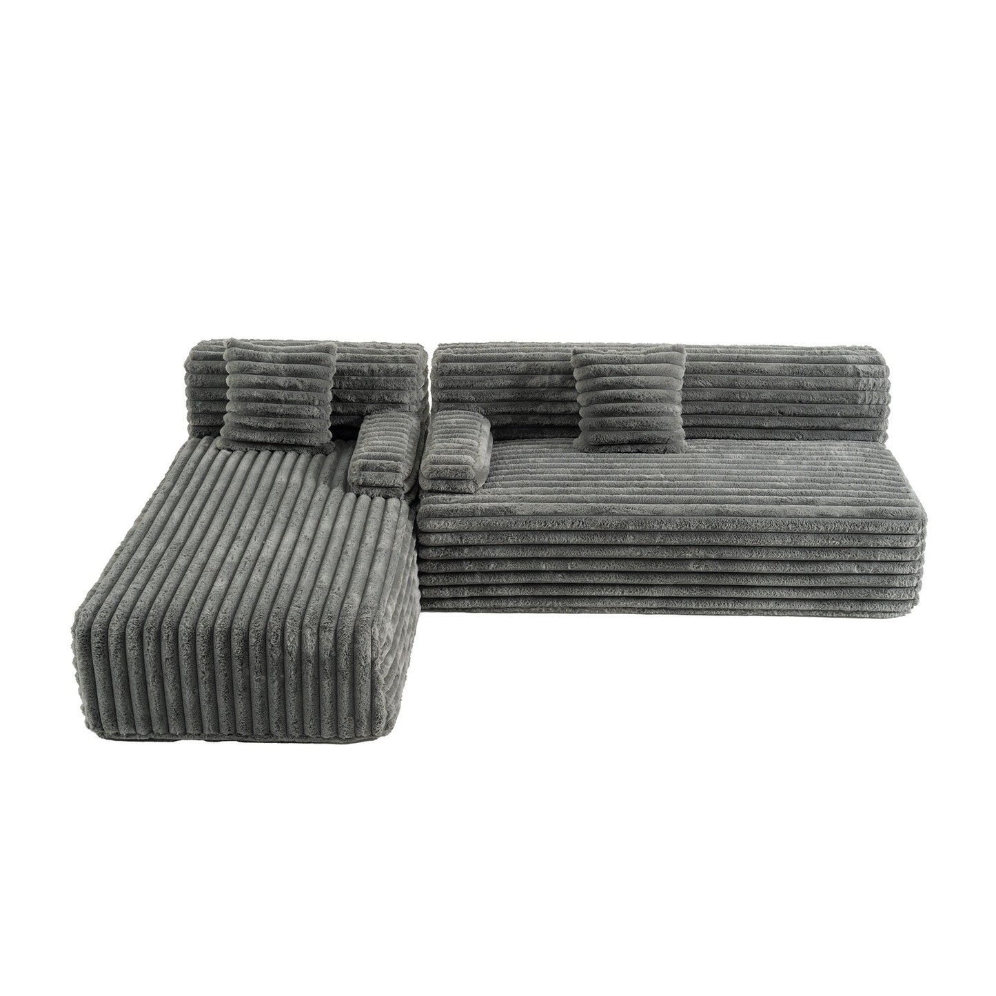 Modern Modular Cloud Sectional Sofa Free-Combined Couch with 2 Throw Pillows for Living Room