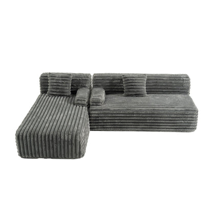 Modern Modular Cloud Sectional Sofa Free-Combined Couch with 2 Throw Pillows for Living Room