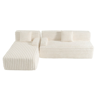 Modern Modular Cloud Sectional Sofa Free-Combined Couch with 2 Throw Pillows for Living Room