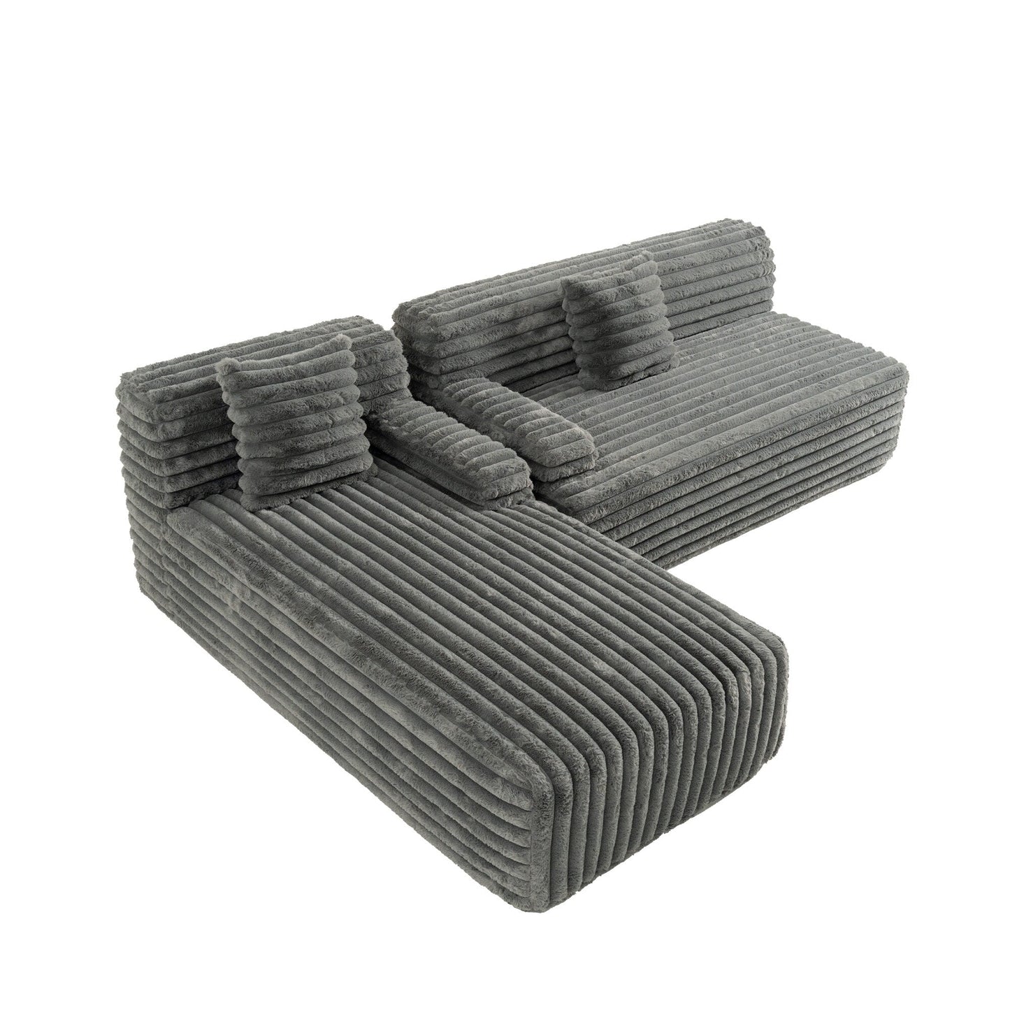 Modern Modular Cloud Sectional Sofa Free-Combined Couch with 2 Throw Pillows for Living Room