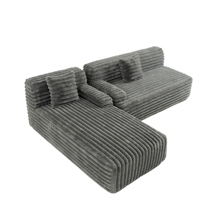 Modern Modular Cloud Sectional Sofa Free-Combined Couch with 2 Throw Pillows for Living Room