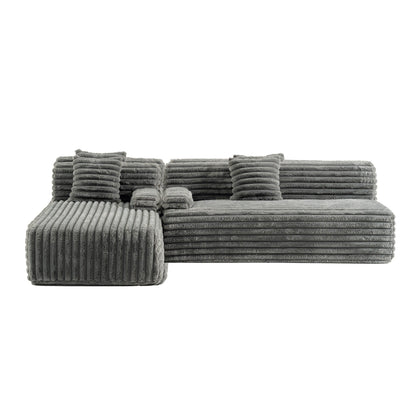 Modern Modular Cloud Sectional Sofa Free-Combined Couch with 2 Throw Pillows for Living Room