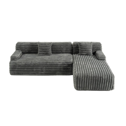 Modern Modular Cloud Sectional Sofa Free-Combined Couch with 2 Throw Pillows for Living Room