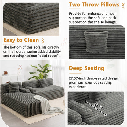 Modern Modular Cloud Sectional Sofa Free-Combined Couch with 2 Throw Pillows for Living Room