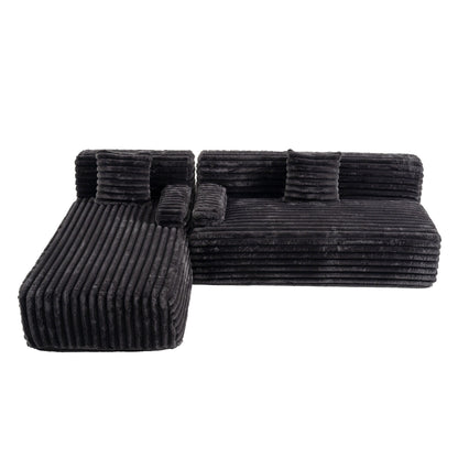 Modern Modular Cloud Sectional Sofa Free-Combined Couch with 2 Throw Pillows for Living Room