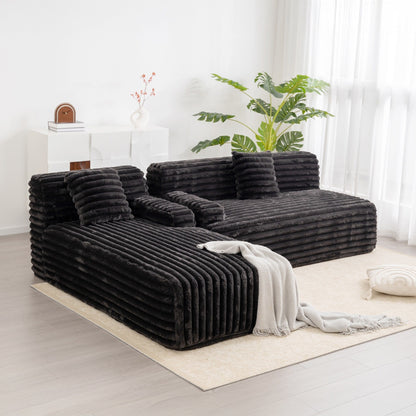 Modern Modular Cloud Sectional Sofa Free-Combined Couch with 2 Throw Pillows for Living Room
