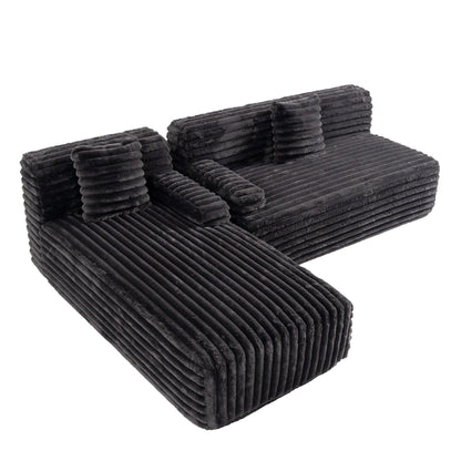 Modern Modular Cloud Sectional Sofa Free-Combined Couch with 2 Throw Pillows for Living Room