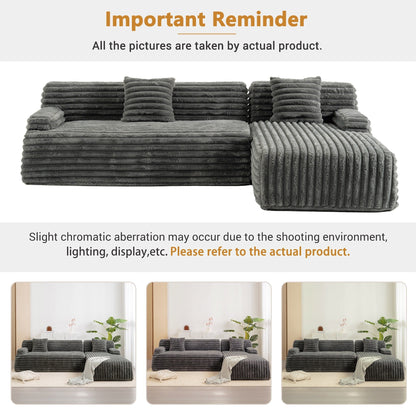 Modern Modular Cloud Sectional Sofa Free-Combined Couch with 2 Throw Pillows for Living Room