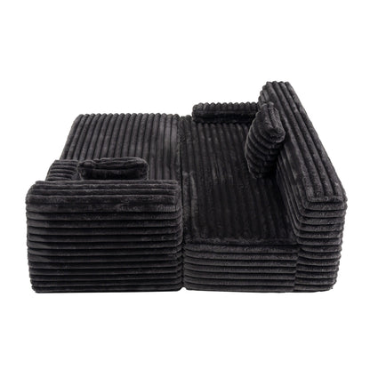 Modern Modular Cloud Sectional Sofa Free-Combined Couch with 2 Throw Pillows for Living Room