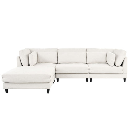 Modern Modular L-Shaped 4-Seater Sectional Sofa with 5 Pillows and Removable Ottoman for Living Room Office