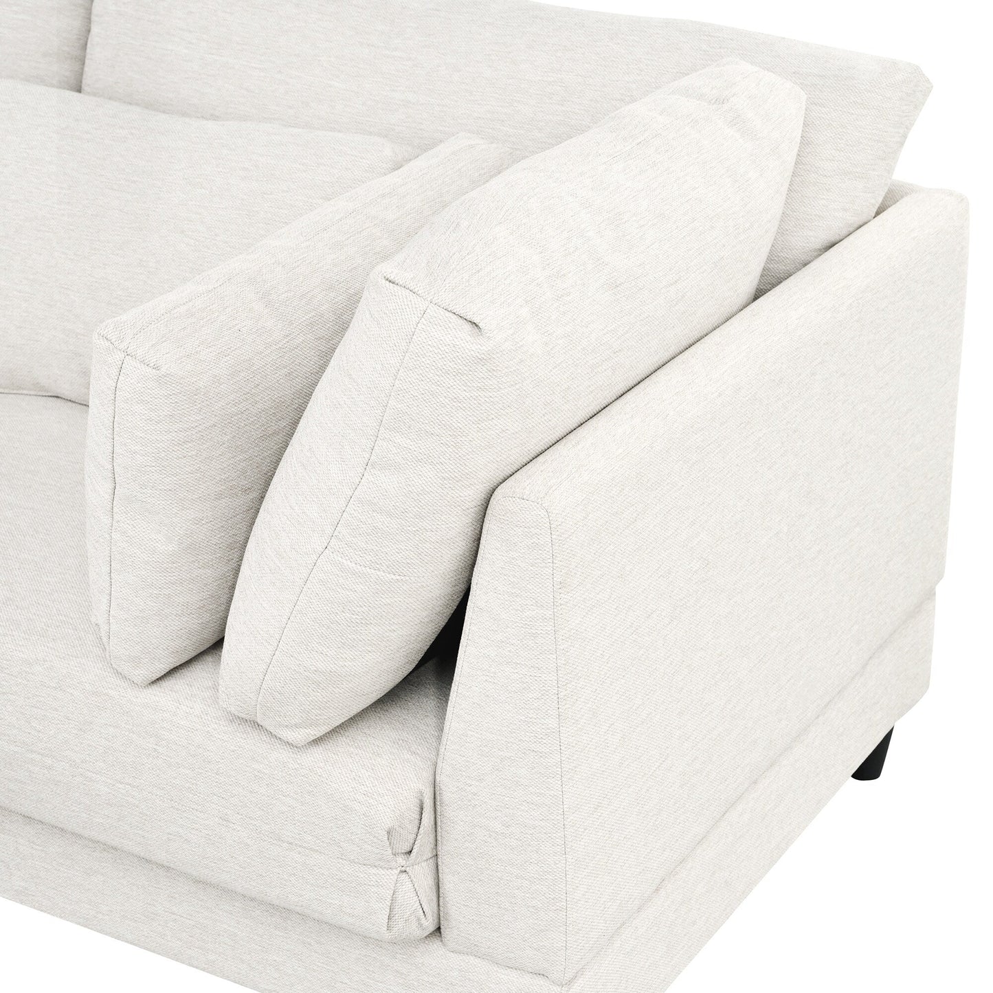 Modern Modular L-Shaped 4-Seater Sectional Sofa with 5 Pillows and Removable Ottoman for Living Room Office