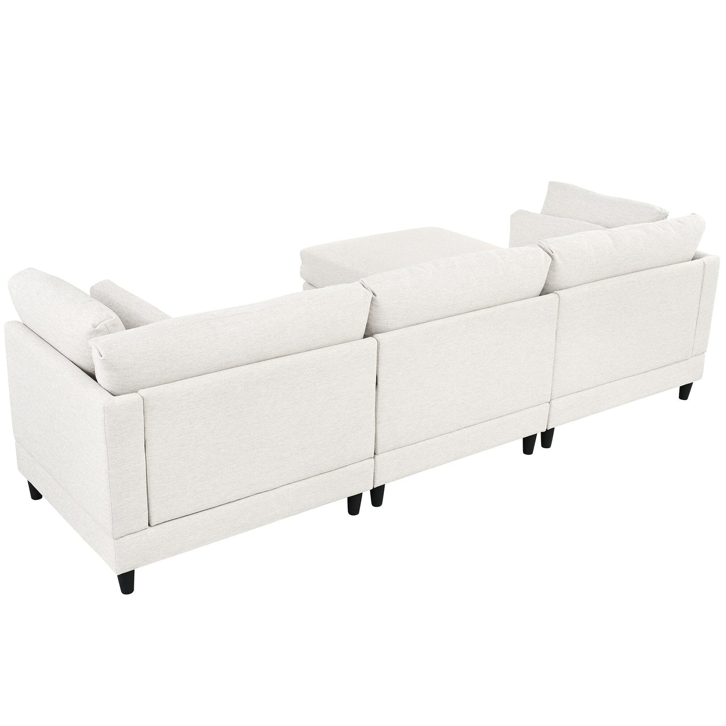 Modern Modular L-Shaped 4-Seater Sectional Sofa with 5 Pillows and Removable Ottoman for Living Room Office