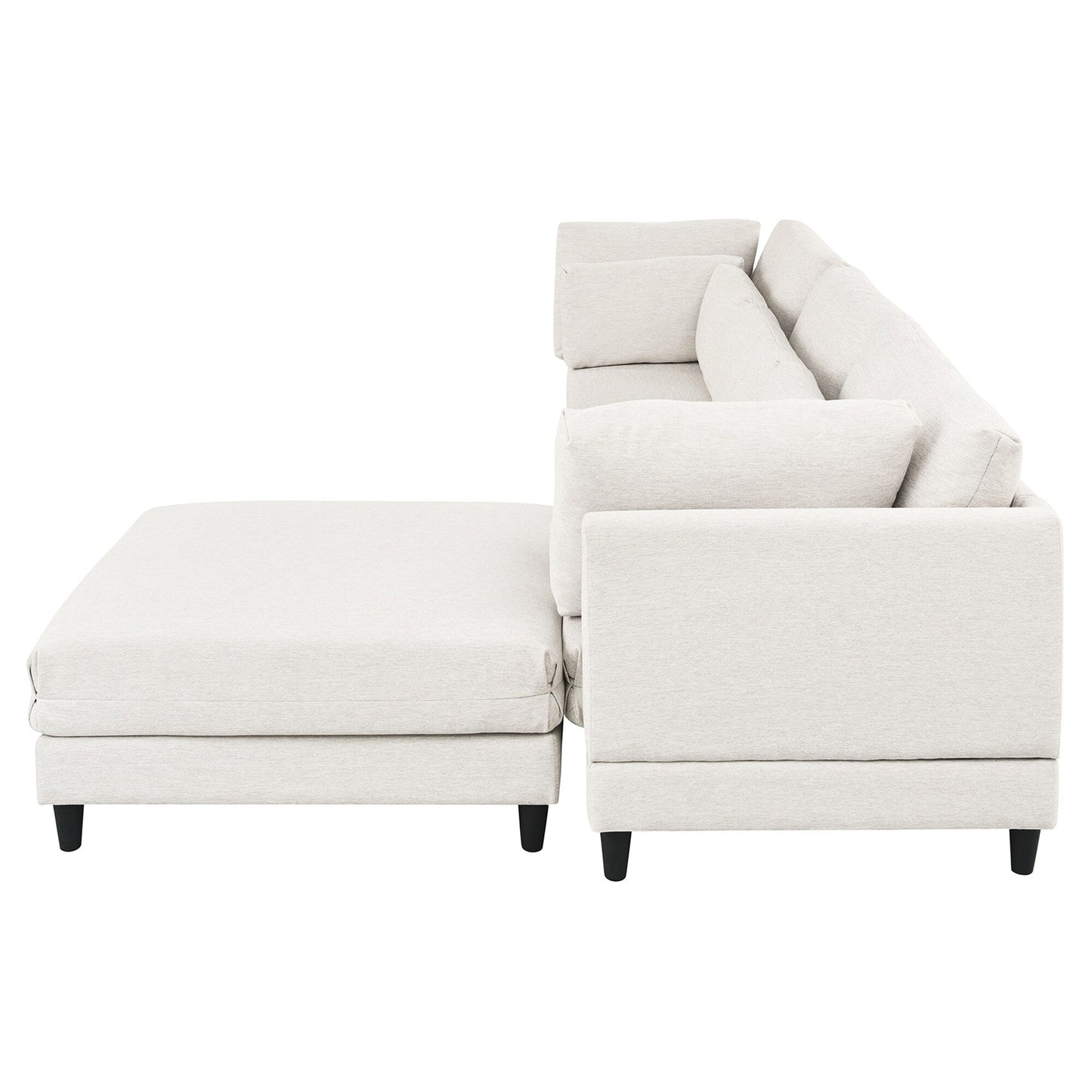 Modern Modular L-Shaped 4-Seater Sectional Sofa with 5 Pillows and Removable Ottoman for Living Room Office