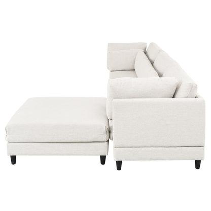 Modern Modular L-Shaped 4-Seater Sectional Sofa with 5 Pillows and Removable Ottoman for Living Room Office