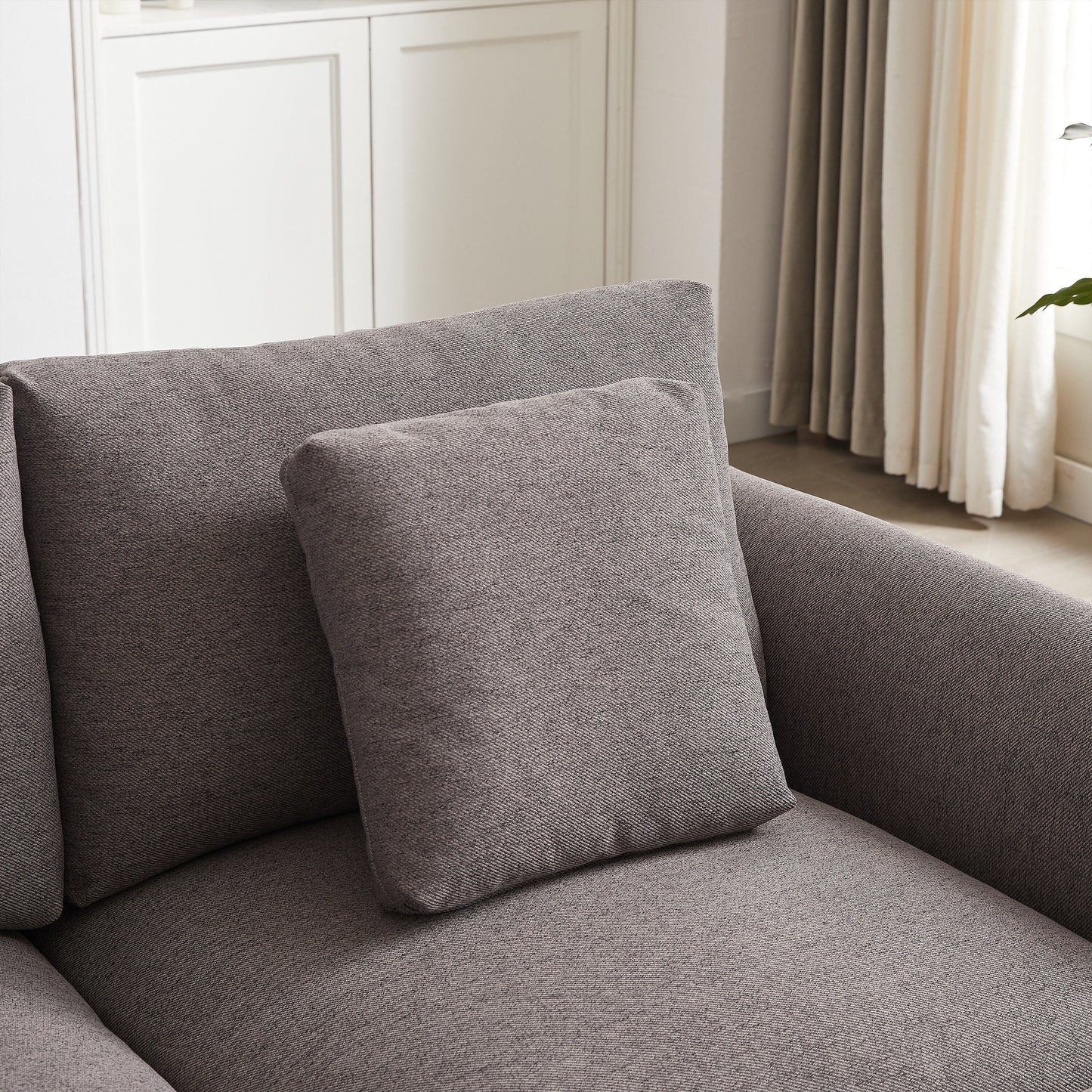 Modern Modular L-Shaped Sectional Sofa with Ottoman, 3 Cushions and 3 Pillows for Living Room