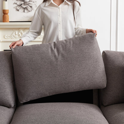 Modern Modular L-Shaped Sectional Sofa with Ottoman, 3 Cushions and 3 Pillows for Living Room