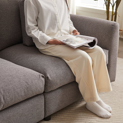 Modern Modular L-Shaped Sectional Sofa with Ottoman, 3 Cushions and 3 Pillows for Living Room