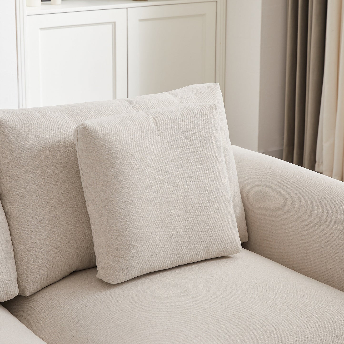Modern Modular L-Shaped Sectional Sofa with Ottoman, 3 Cushions and 3 Pillows for Living Room