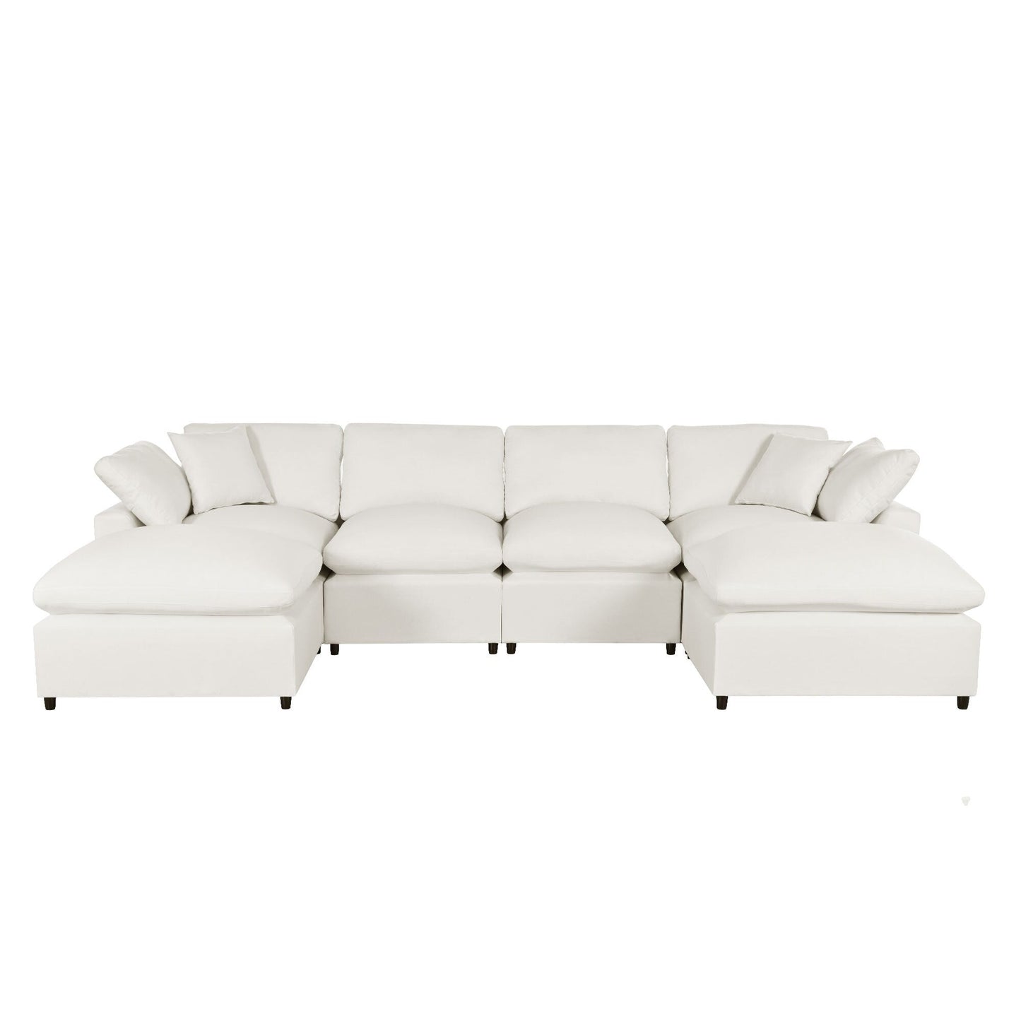 Modern Modular U-Shaped Sectional Sofa with Removable Ottoman and Pillows for Living Room