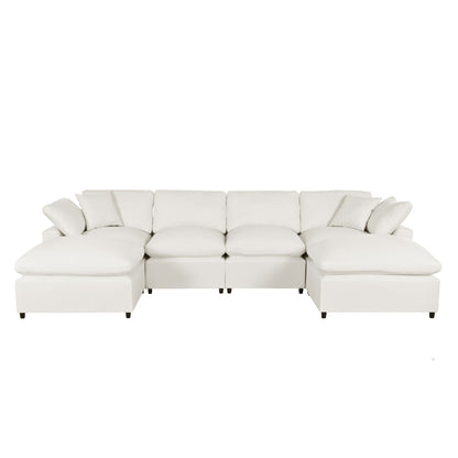 Modern Modular U-Shaped Sectional Sofa with Removable Ottoman and Pillows for Living Room