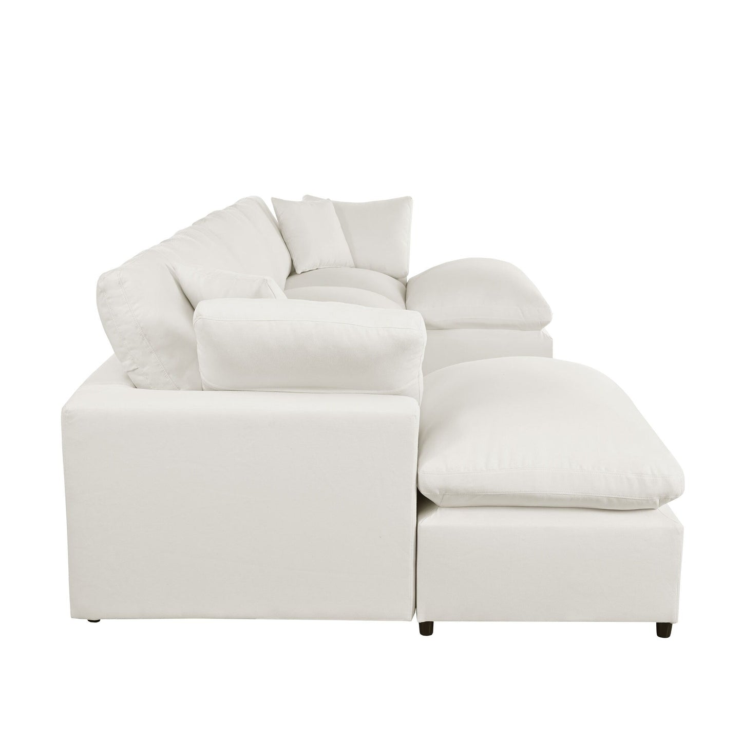 Modern Modular U-Shaped Sectional Sofa with Removable Ottoman and Pillows for Living Room