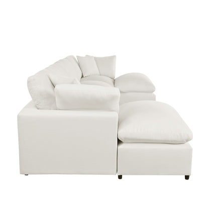 Modern Modular U-Shaped Sectional Sofa with Removable Ottoman and Pillows for Living Room