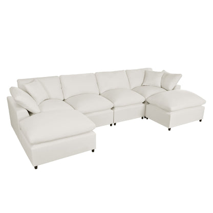 Modern Modular U-Shaped Sectional Sofa with Removable Ottoman and Pillows for Living Room