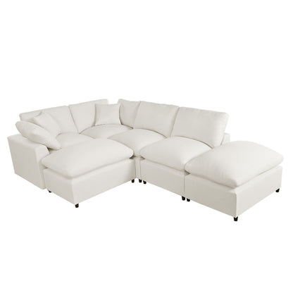 Modern Modular U-Shaped Sectional Sofa with Removable Ottoman and Pillows for Living Room