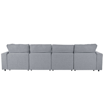Modern Modular U-Shaped Sectional Sofa with Removable Ottoman and Pillows for Living Room