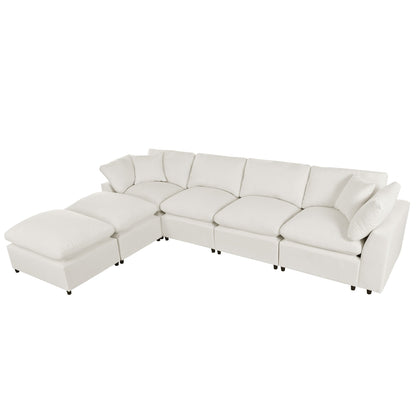 Modern Modular U-Shaped Sectional Sofa with Removable Ottoman and Pillows for Living Room