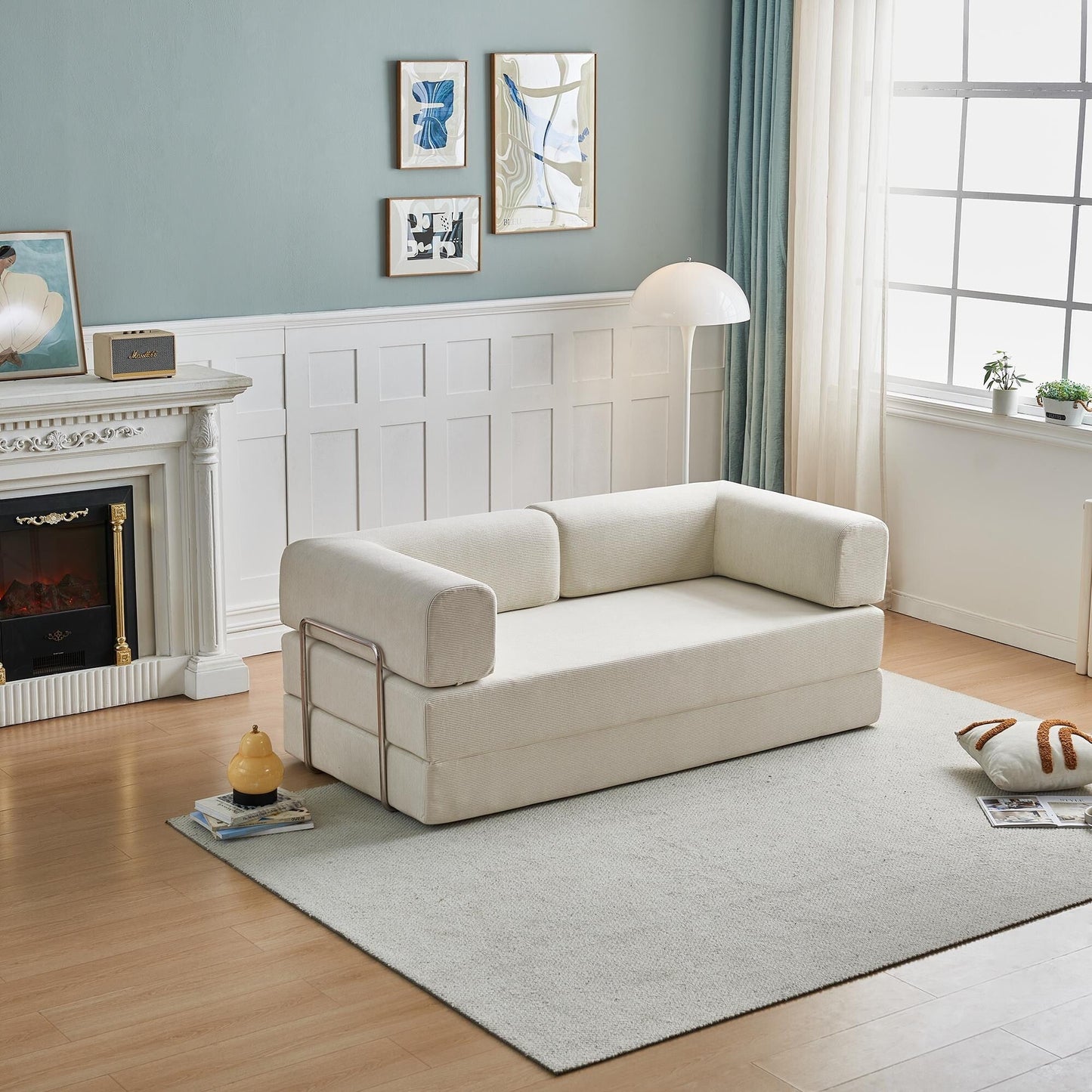 Modern Multi-Functional 3-Seater Corduroy Sofa Bed with Versatile Layouts,Ergonomic Design