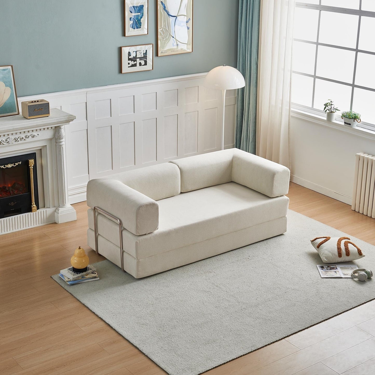 Modern Multi-Functional 3-Seater Corduroy Sofa Bed with Versatile Layouts,Ergonomic Design