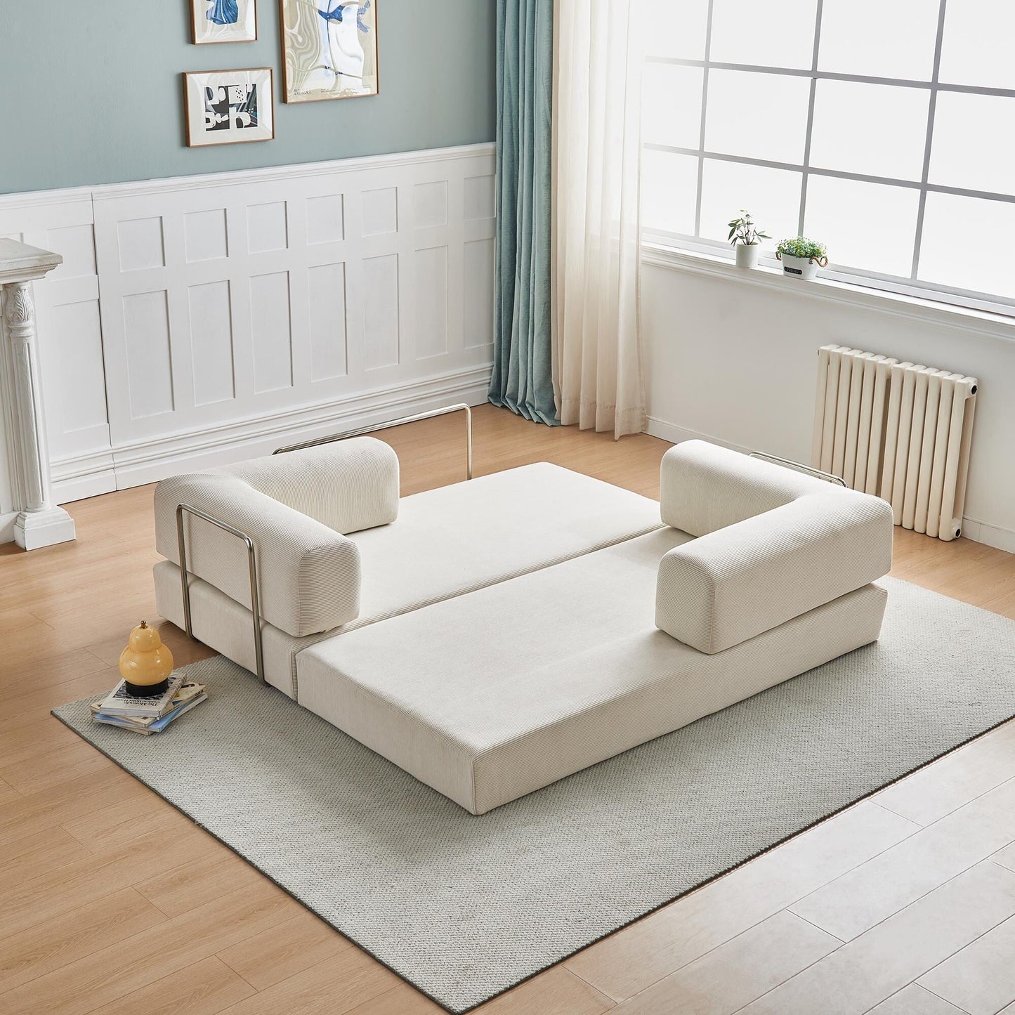 Modern Multi-Functional 3-Seater Corduroy Sofa Bed with Versatile Layouts,Ergonomic Design