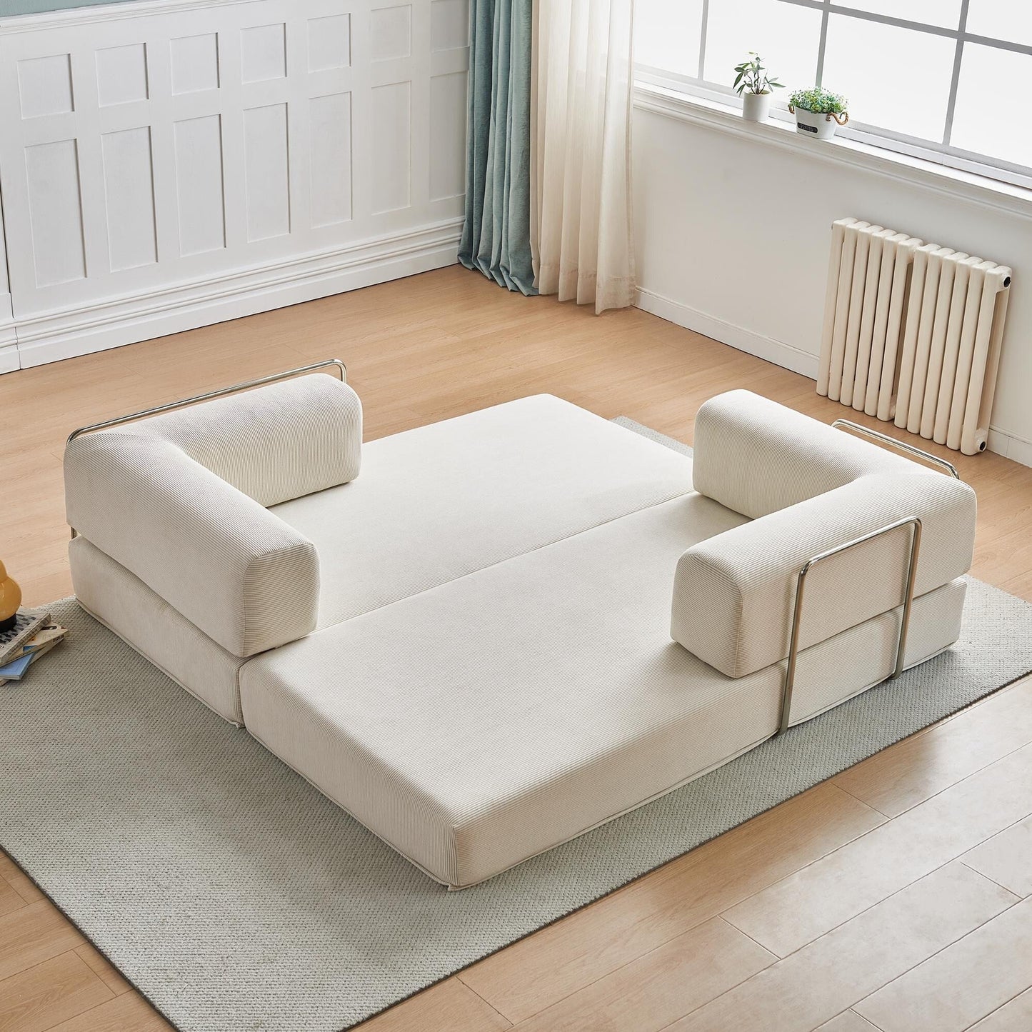 Modern Multi-Functional 3-Seater Corduroy Sofa Bed with Versatile Layouts,Ergonomic Design
